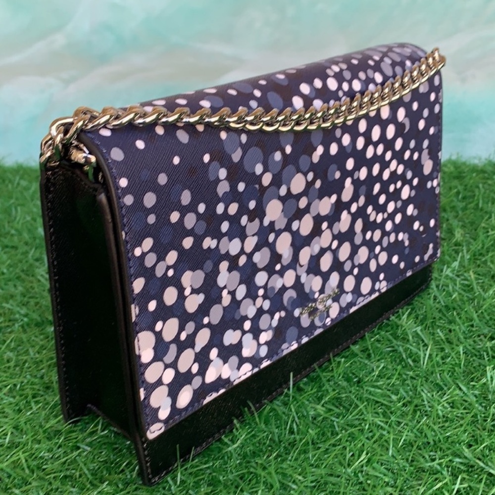 KATE SPADE CONVERTIBLE CROSSBODY CAMERON Saffiano Leather
Blue Dots
Black Body - Picture 13 of 15